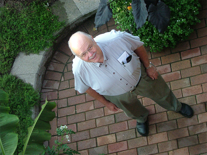 Photo of Dr. Potchen in the MSU Garden