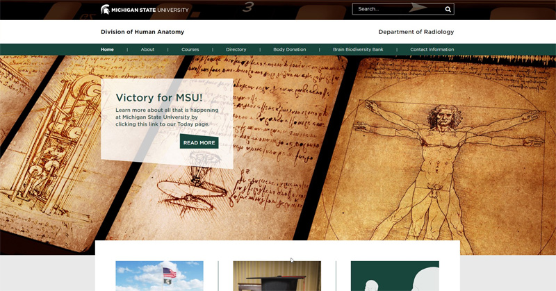 Department of Human Anatomy website screenshot